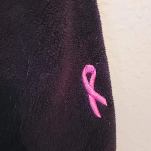 The North Face Women Fleece Full Zip Jacket M Black Pink Breast Cancer Logo - Picture 8 of 11
